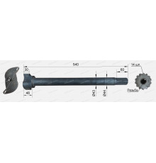 Вал тормозной задний 14 шл. L=540 d=44 "S" левый