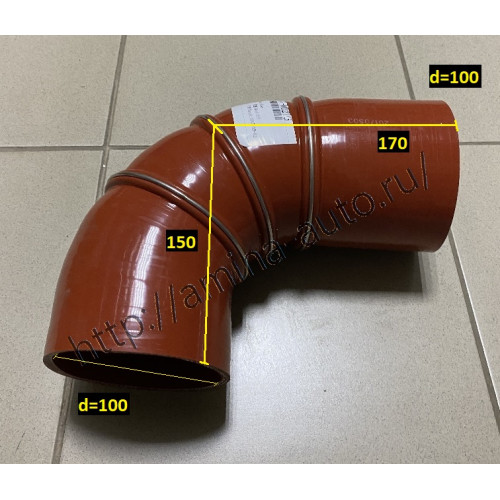 Патрубок интеркулера (yutong) впуск №1,3 уголок l=150*200 d=100