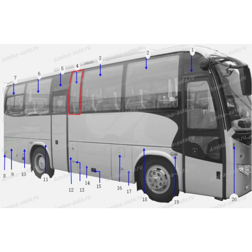 Стекло боковое (6840) rh (3) узкое тонир. 54qa1-03106m3