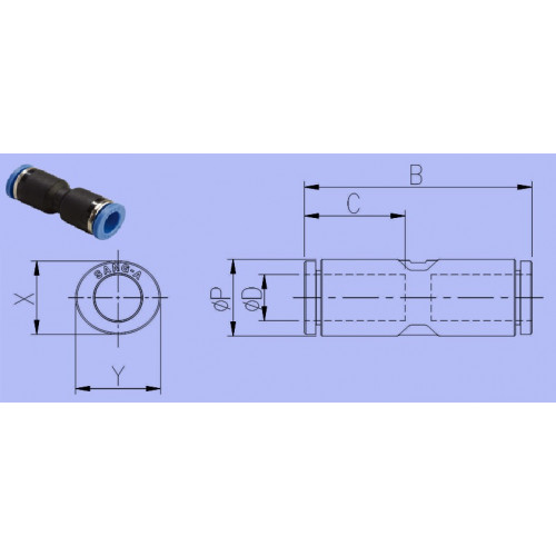 Фитинг трубки прямой gpuc 04  (d=4mm)