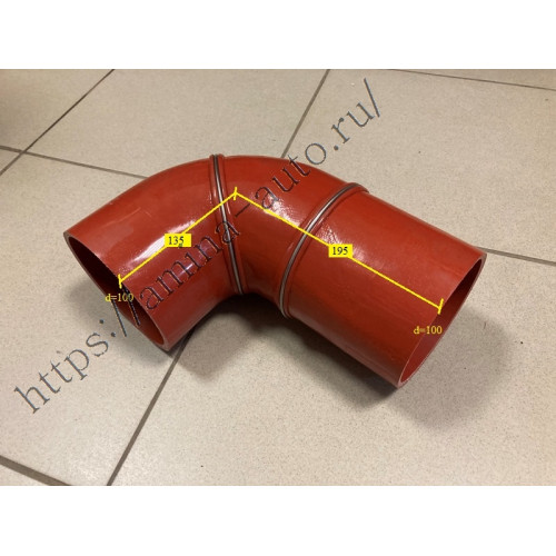 Патрубок интеркулера (yutong) выпуск №2 d=100 l=135*195 Г-образный