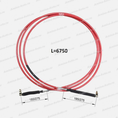 Трос КПП (higer) l=6750 красный