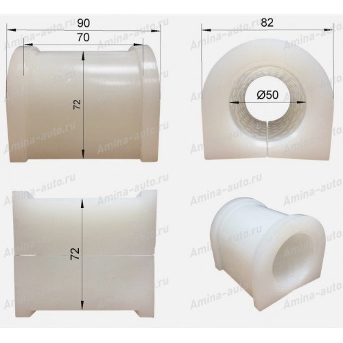 Втулка стабилизатора (zhongtong) заднего d=50 l=70/90 h=72/75 b=72/82