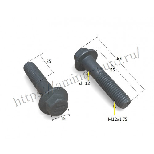 Болт адаптера шкива коленвала (isle) m12x1,75 l=66/55 твердость 10,9